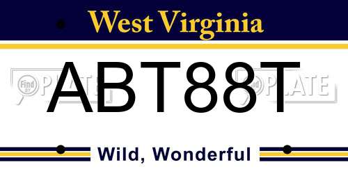 ABT88T West Virginia License Plate