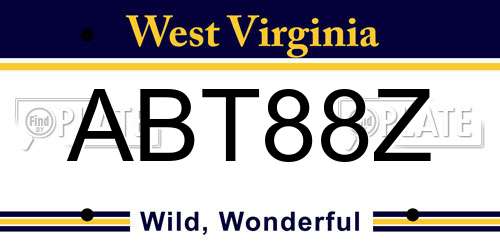 ABT88Z West Virginia License Plate