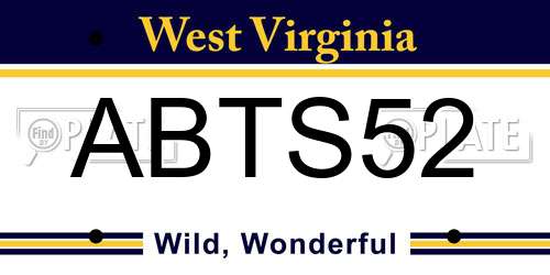 ABTS52 West Virginia License Plate