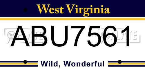 ABU7561 West Virginia License Plate