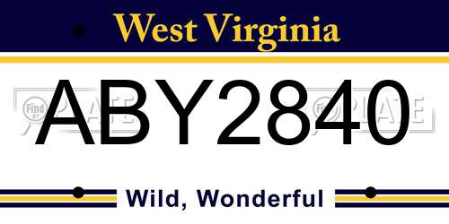 ABY2840 West Virginia License Plate