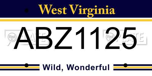 ABZ1125 West Virginia License Plate