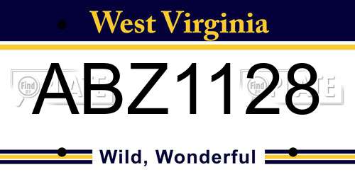 ABZ1128 West Virginia License Plate