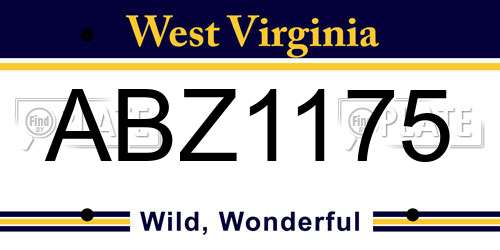 ABZ1175 West Virginia License Plate
