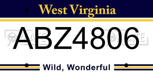 ABZ4806 West Virginia License Plate