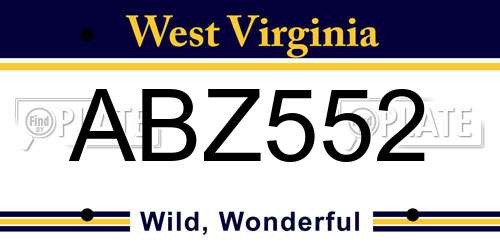 ABZ552 West Virginia License Plate
