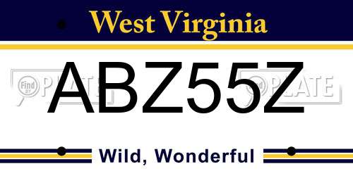 ABZ55Z West Virginia License Plate