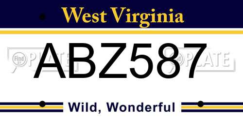 ABZ587 West Virginia License Plate