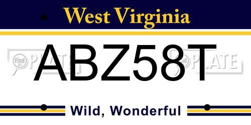 ABZ58T West Virginia License Plate