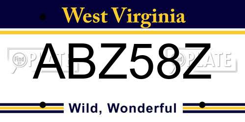 ABZ58Z West Virginia License Plate