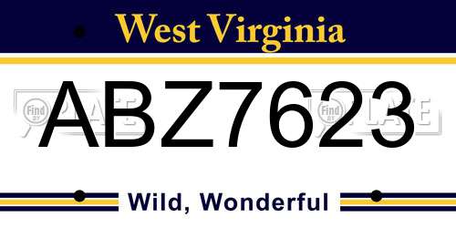 ABZ7623 West Virginia License Plate