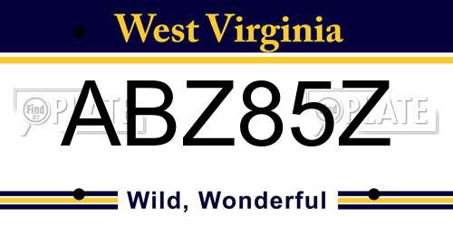 ABZ85Z West Virginia License Plate