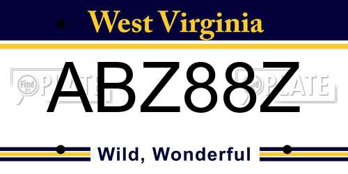 ABZ88Z West Virginia License Plate
