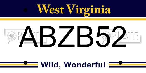 ABZB52 West Virginia License Plate