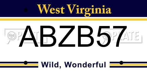 ABZB57 West Virginia License Plate