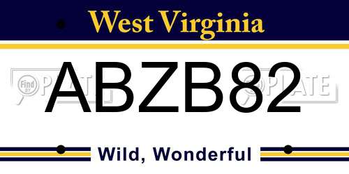 ABZB82 West Virginia License Plate