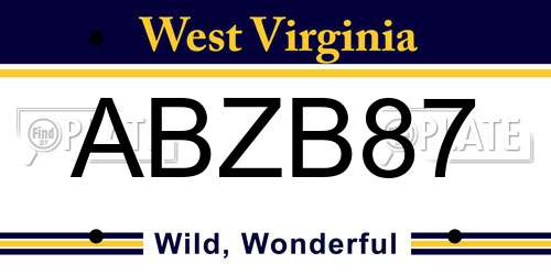 ABZB87 West Virginia License Plate