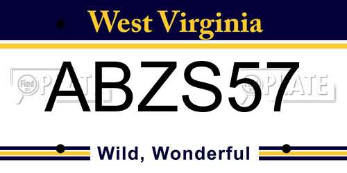 ABZS57 West Virginia License Plate