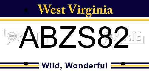 ABZS82 West Virginia License Plate