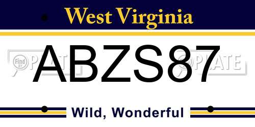 ABZS87 West Virginia License Plate