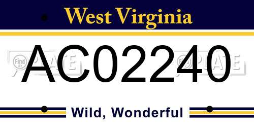 AC02240 West Virginia License Plate