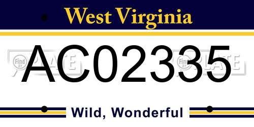 AC02335 West Virginia License Plate