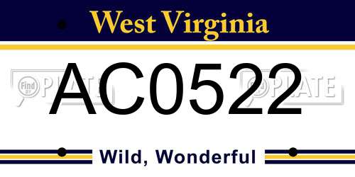 AC0522 West Virginia License Plate