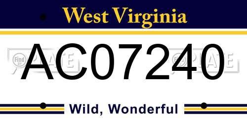AC07240 West Virginia License Plate