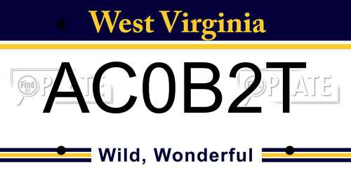AC0B2T West Virginia License Plate
