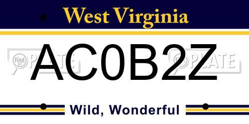 AC0B2Z West Virginia License Plate