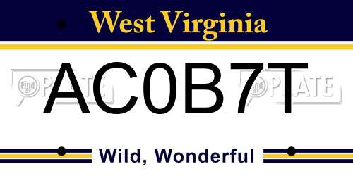 AC0B7T West Virginia License Plate