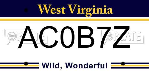 AC0B7Z West Virginia License Plate