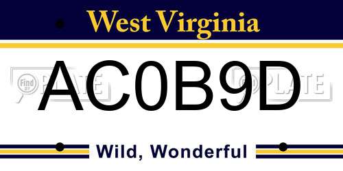 AC0B9D West Virginia License Plate