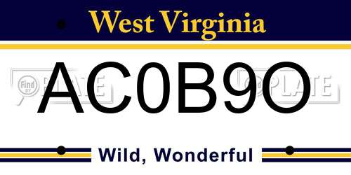 AC0B9O West Virginia License Plate