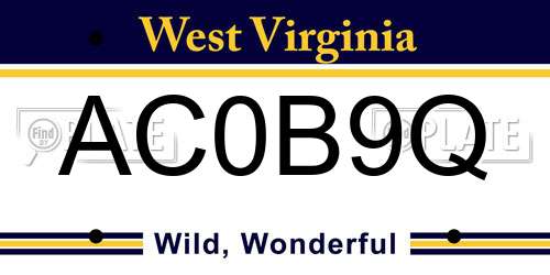 AC0B9Q West Virginia License Plate