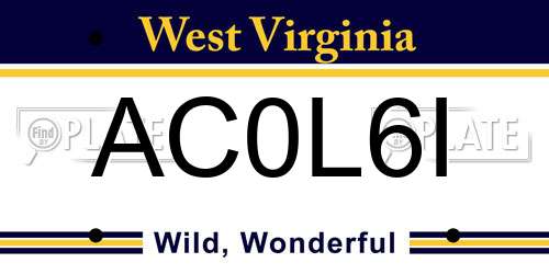 AC0L6I West Virginia License Plate