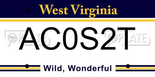 AC0S2T West Virginia License Plate