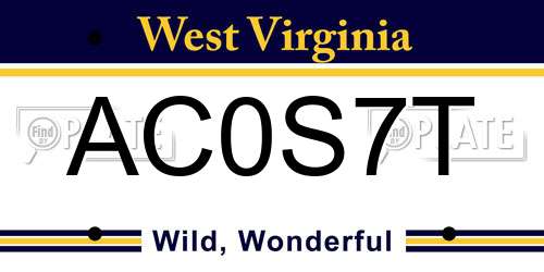 AC0S7T West Virginia License Plate