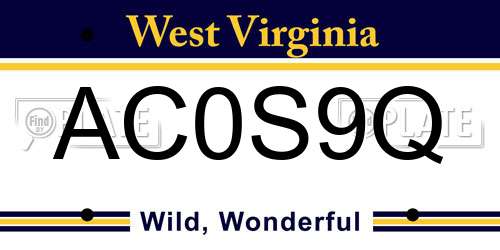 AC0S9Q West Virginia License Plate
