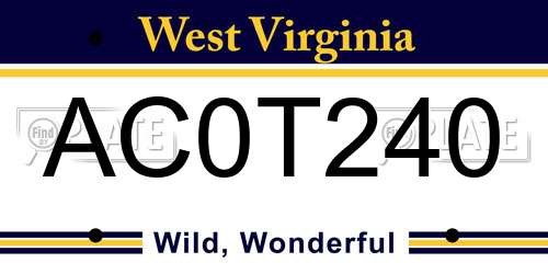 AC0T240 West Virginia License Plate