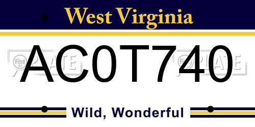 AC0T740 West Virginia License Plate