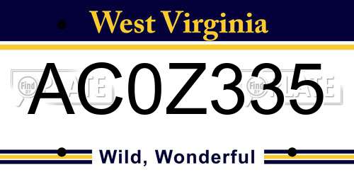 AC0Z335 West Virginia License Plate