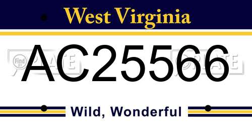 AC25566 West Virginia License Plate