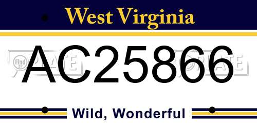 AC25866 West Virginia License Plate