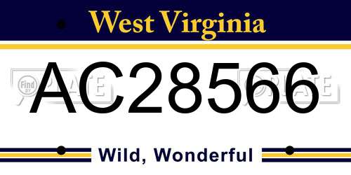 AC28566 West Virginia License Plate
