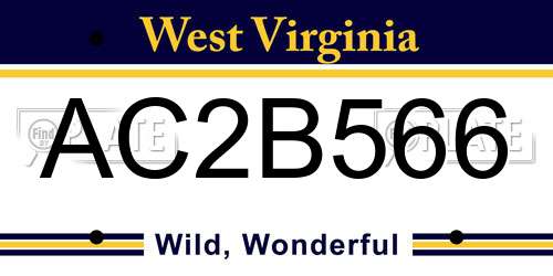 AC2B566 West Virginia License Plate