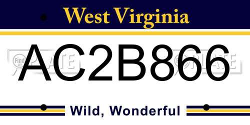 AC2B866 West Virginia License Plate