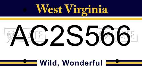 AC2S566 West Virginia License Plate