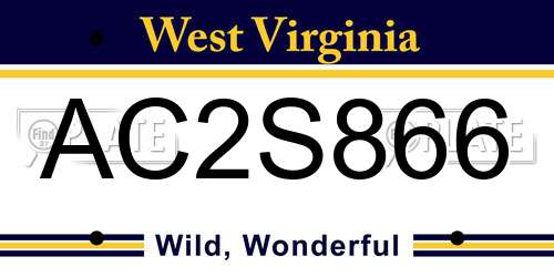 AC2S866 West Virginia License Plate