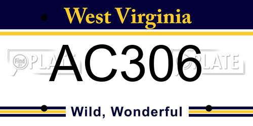 AC306 West Virginia License Plate
